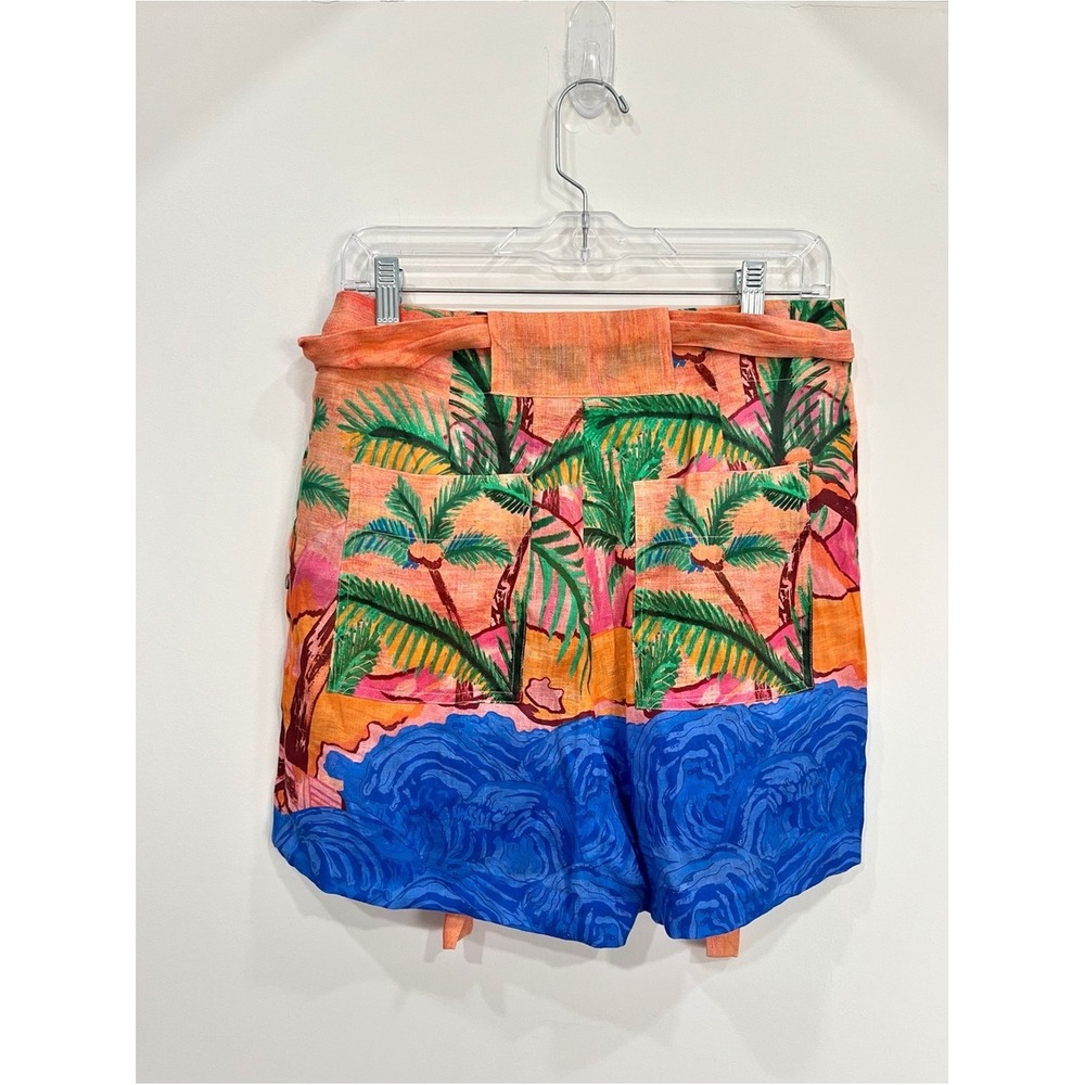Scotch & Soda Summer Edition Linen Beach Print Belt Shorts Small Tropical Resort - Picture 7 of 13